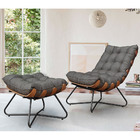 Kit 2 Poltronas Decorativas Sala De Estar Caim Base De Madeir