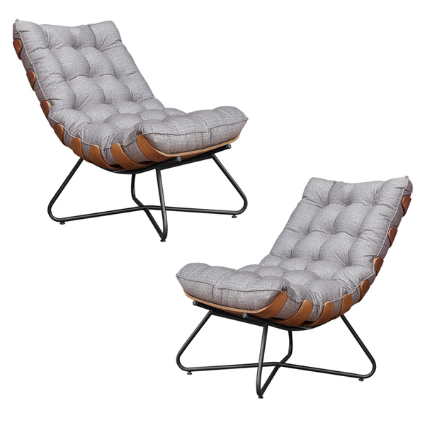 Kit 2 Poltronas Decorativas Sala De Estar Caim Base De Madeir