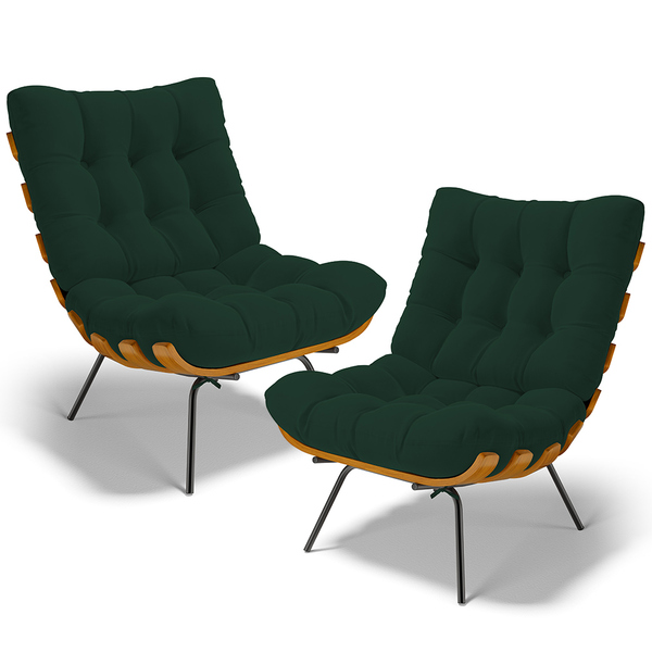 Kit 2 Poltronas Decorativas Sala De Estar Costela L02 Suede V