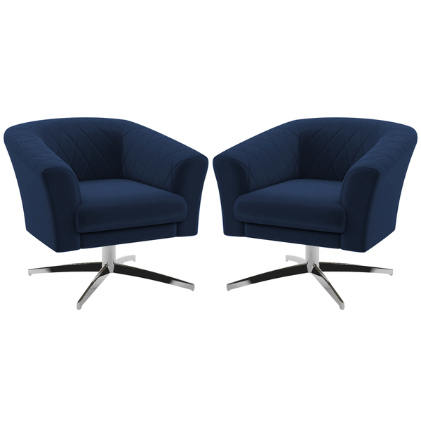 Kit 2 Poltronas Decorativas Sala De Estar Gizé Suede Azul G52