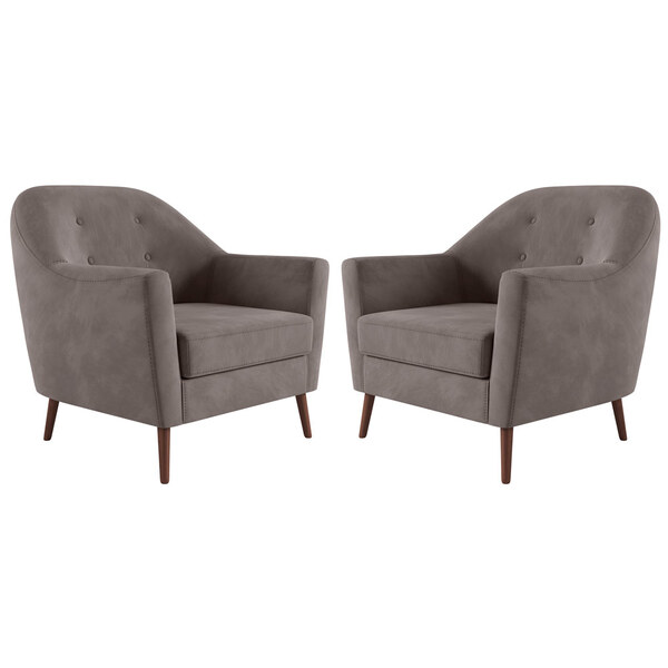 Kit 2 Poltronas Decorativas Sala De Estar Kyle Veludo Avelã -