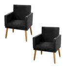 Kit 2 Poltronas Decorativas Sala De Estar Nina Suede Preto