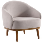 Kit 2 Poltronas Decorativas Sala De Estar Opala Bege Pés Noce