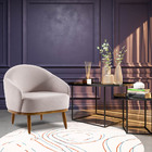 Kit 2 Poltronas Decorativas Sala De Estar Opala Bege Pés Noce