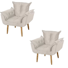 Kit 2 Poltronas Decorativas Sala De Estar Opala Suede Bege