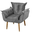 Kit 2 Poltronas Decorativas Sala De Estar Opala Suede Cinza