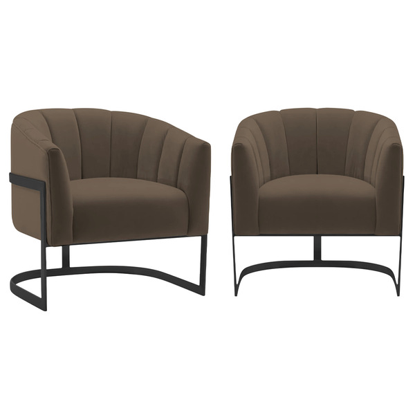 Kit 2 Poltronas Decorativas Sala De Estar Recepção Mavie Base