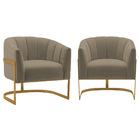 Kit 2 Poltronas Decorativas Sala De Estar Recepção Mavie Base