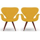 Kit 2 Poltronas Decorativas Tulipa Amarela Base Fixa