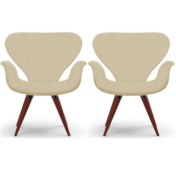 Kit 2 Poltronas Decorativas Tulipa Bege Base Fixa