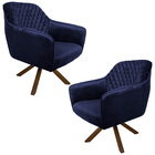 Kit 2 Poltronas Decorativas Versalhes Pés Madeira Giratório V