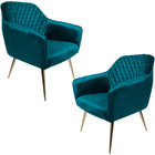 Kit 2 Poltronas Decorativas Versalhes Pés Palito Gold Veludo