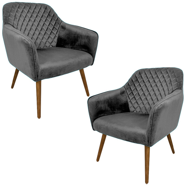 Kit 2 Poltronas Decorativas Versalhes Pés Palito Madeira Velu