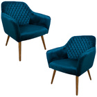 Kit 2 Poltronas Decorativas Versalhes Pés Palito Madeira Velu