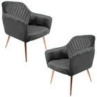 Kit 2 Poltronas Decorativas Versalhes Pés Palito Rosê Gold Ve