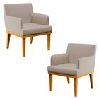 Kit 2 Poltronas Decorativas Vitória W01 Linho Bege - Mpozenato