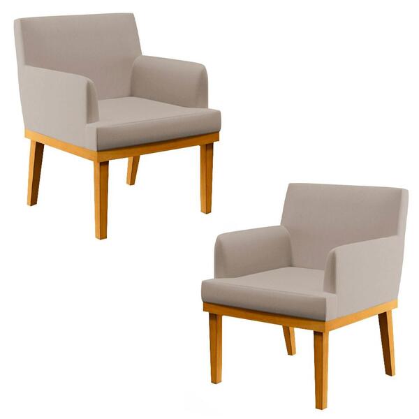 Kit 2 Poltronas Decorativas Vitória W01 Linho Bege - Mpozenato