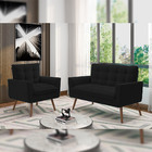 Kit 2 Poltronas Decorativos Pés De Madeira Íxeres Veludo Pret