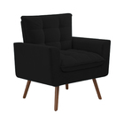 Kit 2 Poltronas Decorativos Pés De Madeira Íxeres Veludo Pret