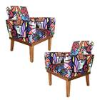 Kit 2 Poltronas Drake Pés Palito Estampa Britto Bnn Decor