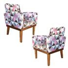Kit 2 Poltronas Drake Pés Palito Estampa Triângulos Bnn Decor