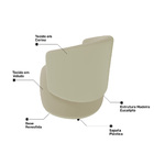 Kit 2 Poltronas E 1 Namoradeira Aisha Orgânica Composê Sintét