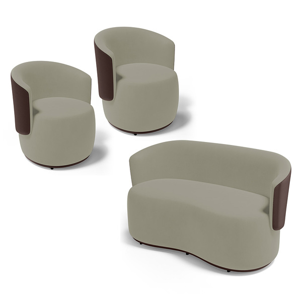 Kit 2 Poltronas E 1 Namoradeira Aisha Orgânica Composê Sintét