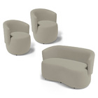 Kit 2 Poltronas E 1 Namoradeira Aisha Orgânica Suede Bege - D