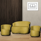 Kit 2 Poltronas E 1 Namoradeira Orgânica Beatriz Veludo Compo