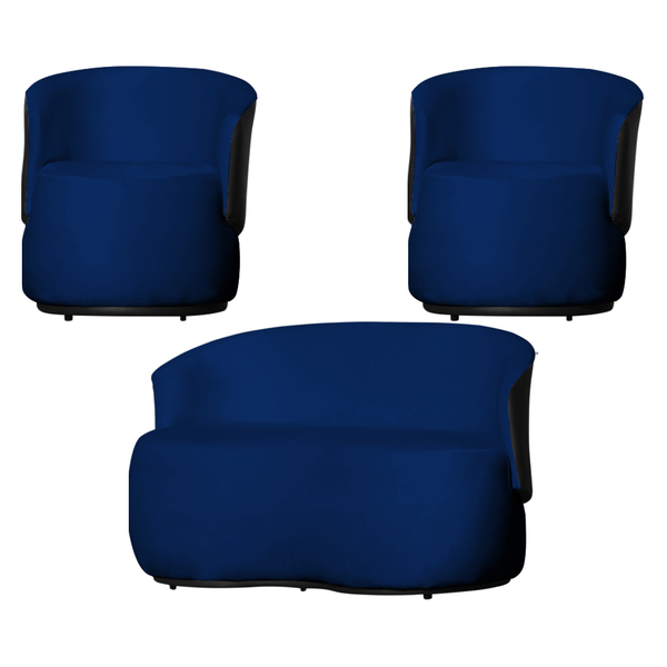 Kit 2 Poltronas E 1 Namoradeira Orgânica Beatriz Veludo Compo