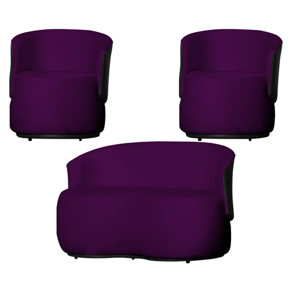 Kit 2 Poltronas E 1 Namoradeira Orgânica Beatriz Veludo Compo