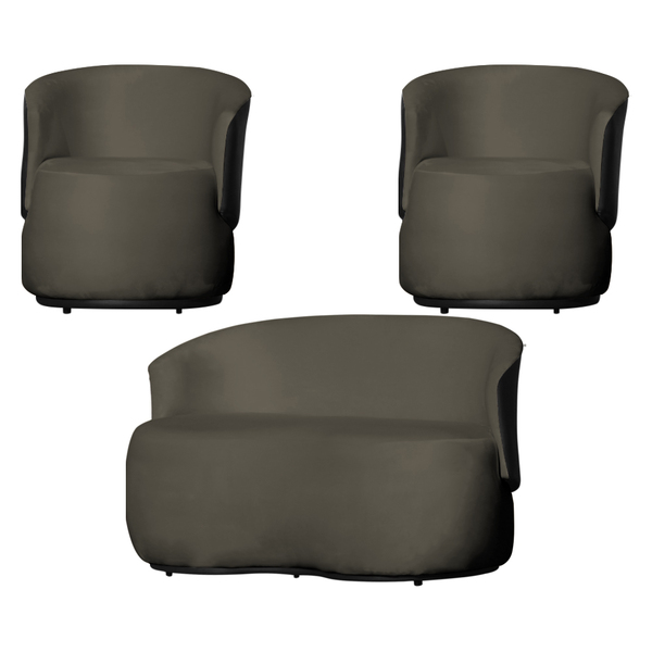 Kit 2 Poltronas E 1 Namoradeira Orgânica Beatriz Veludo Compo