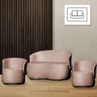 Kit 2 Poltronas E 1 Namoradeira Orgânica Beatriz Veludo Compo