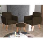 Kit 2 Poltronas E 1 Puff Flórida - Marrom