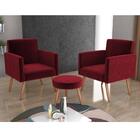 Kit 2 Poltronas E 1 Puff Flórida - Vermelho