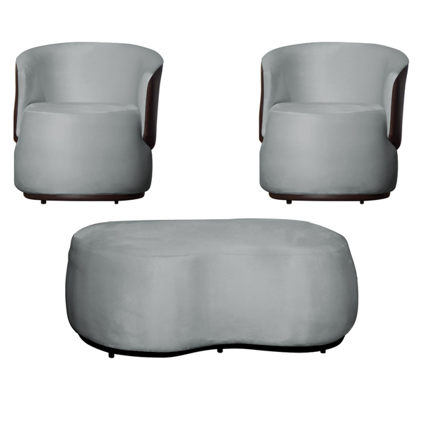 Kit 2 Poltronas E 1 Puff Grande Design Orgânico Beatriz Velud