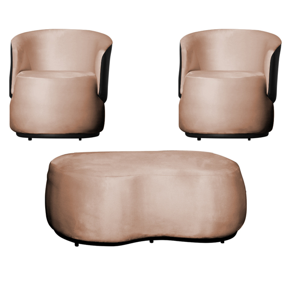 Kit 2 Poltronas E 1 Puff Grande Estilo Orgânico Beatriz Velud