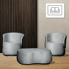 Kit 2 Poltronas E 1 Puff Grande Estilo Orgânico Beatriz Velud