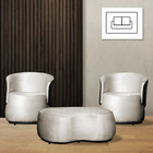 Kit 2 Poltronas E 1 Puff Grande Estilo Orgânico Beatriz Velud