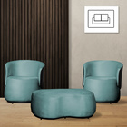 Kit 2 Poltronas E 1 Puff Grande Estilo Orgânico Beatriz Velud