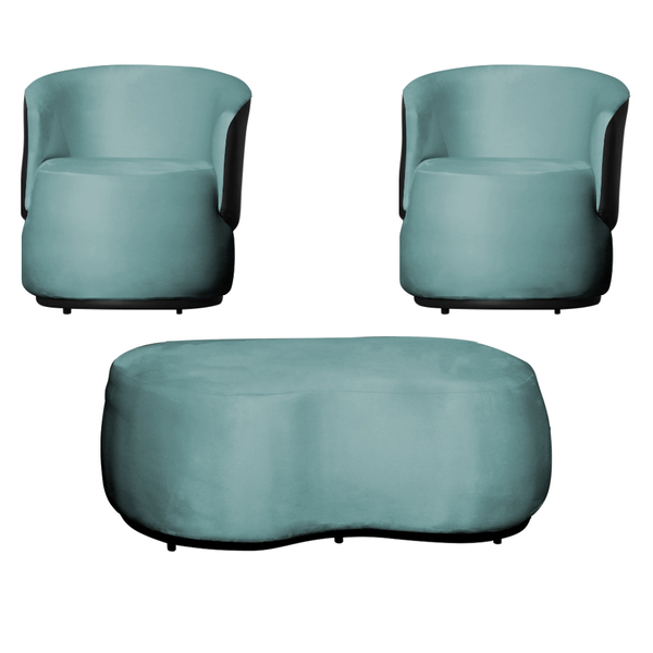 Kit 2 Poltronas E 1 Puff Grande Estilo Orgânico Beatriz Velud