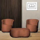 Kit 2 Poltronas E 1 Puff Grande Estilo Orgânico Beatriz Velud