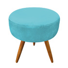 Kit 2 Poltronas E 2 Puffs Banqueta Redonda Nina Suede Azul Tu