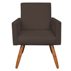 Kit 2 Poltronas E 2 Puffs Banqueta Redonda Nina Suede Marrom