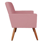 Kit 2 Poltronas E 2 Puffs Banqueta Redonda Nina Suede Pés Pal