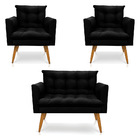 Kit 2 Poltronas E Namoradeira 2 Lugares Olivia Suede Pés Pali