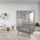 Kit 2 Poltronas E Namoradeira 2 Lugares Olivia Suede Pés Pali