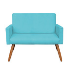 Kit 2 Poltronas E Namoradeira Nina Suede Azul Turquesa Pés Pa