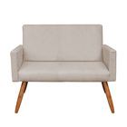 Kit 2 Poltronas E Namoradeira Nina Suede Bege Pés Palito Cast