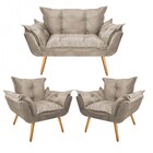 Kit 2 Poltronas E Namoradeira Opala Para Sala De Estar Recepç